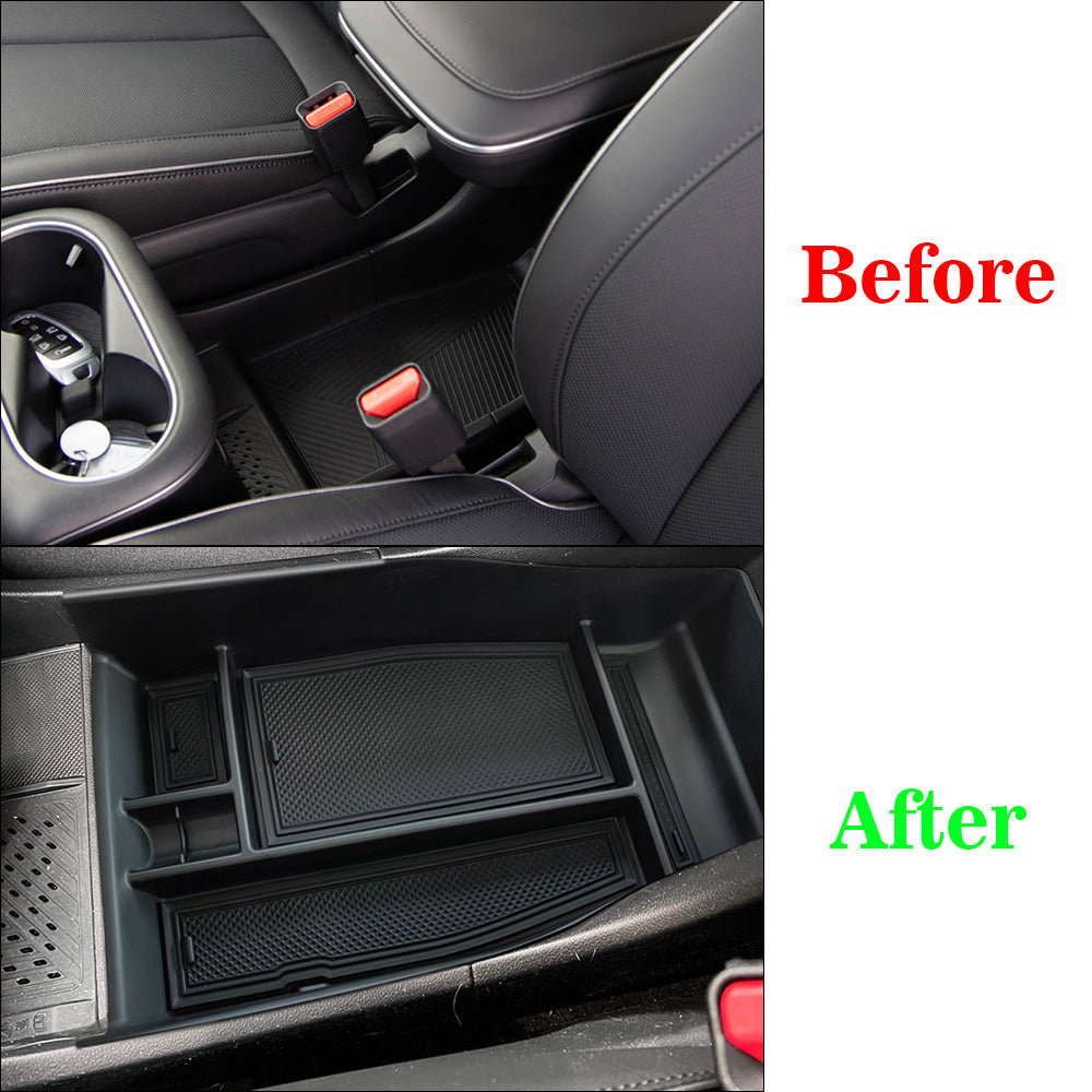 Ioniq5 Lower Center Console Organizer Tray Storage Box with Rubber Black Trim from BestEvMod