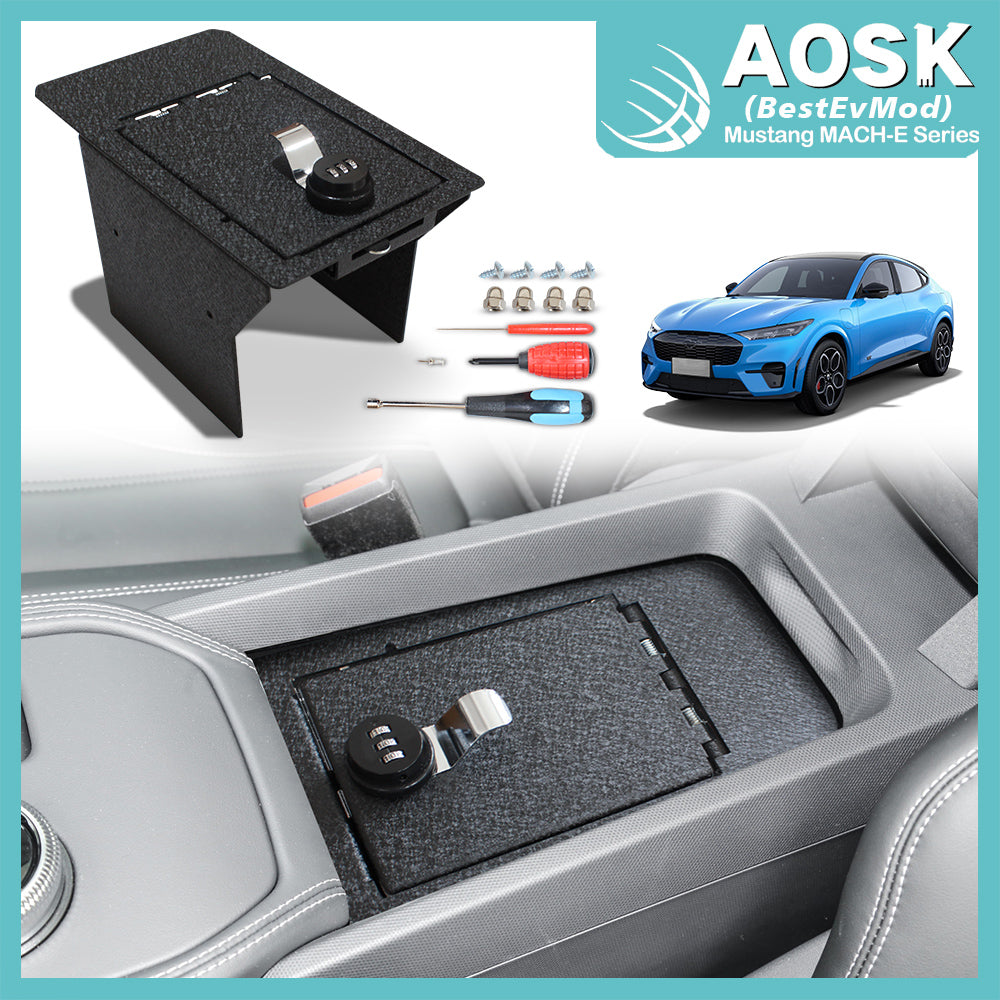 Mach-E Center Console Safe Lock Box with 3 Digit Combo Lock form AOSK