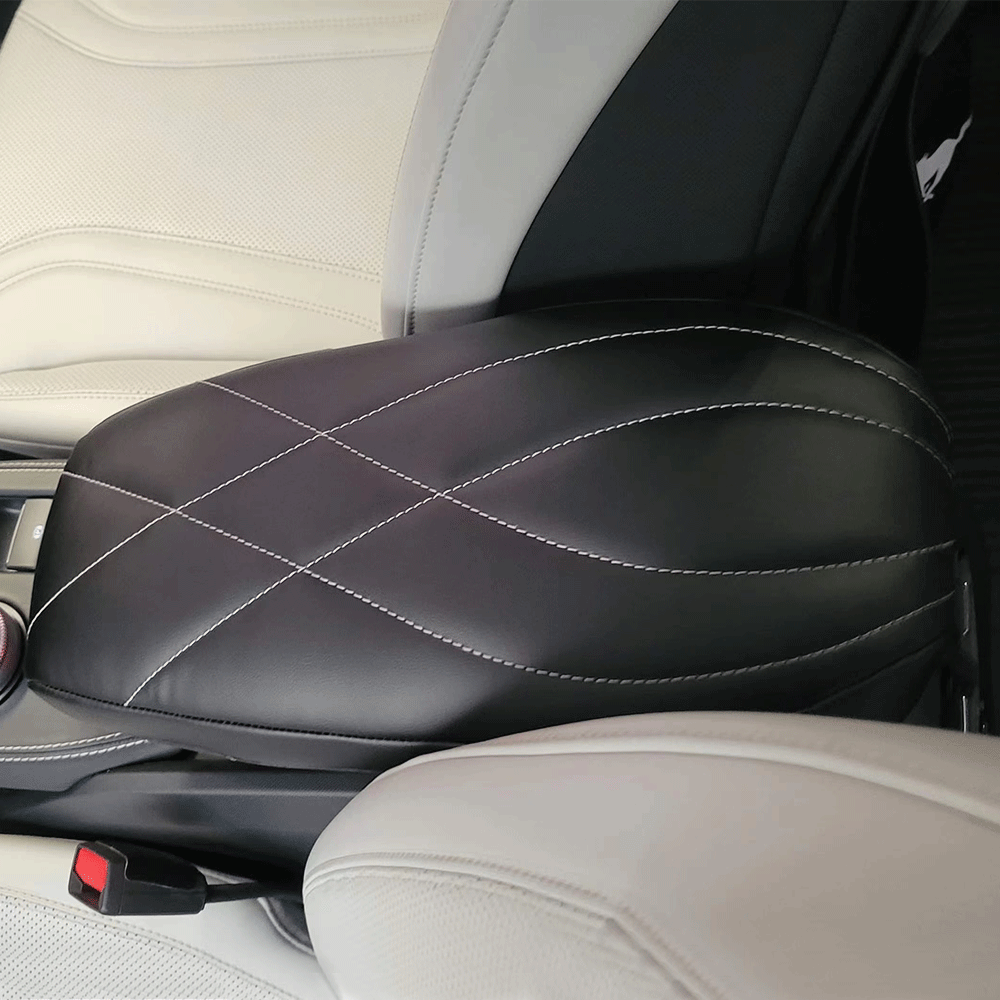 Mach E Center Console Armrest Pad Cover PU Leather(Black) from AOSK