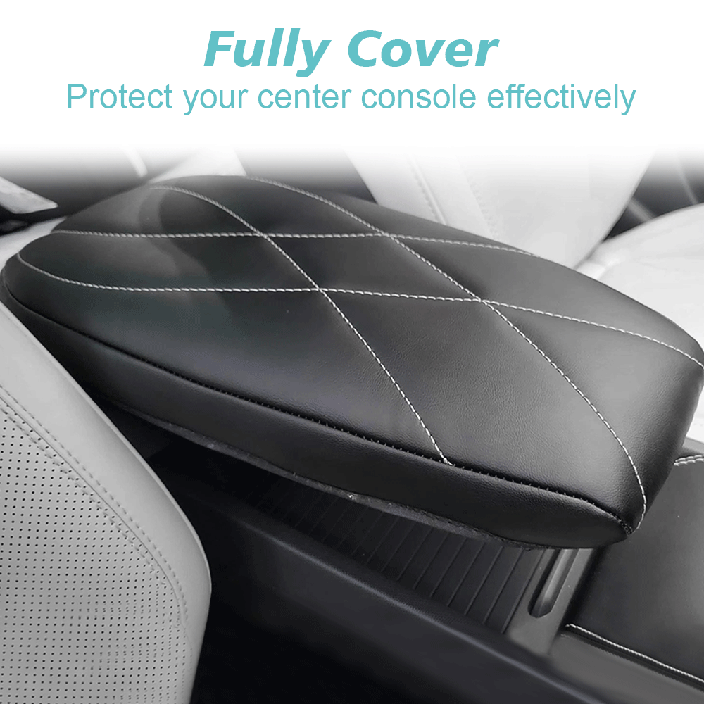 Mach E Center Console Armrest Pad Cover PU Leather(Black) from AOSK