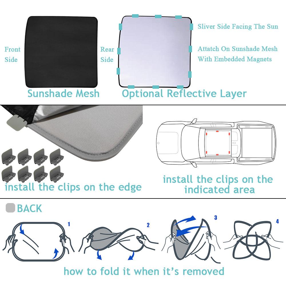 Compatible with Rivian R1T Foldable Roof Sunshade 2 Layer Accessories from BestEvMod